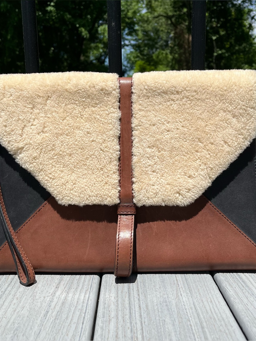 J. Crew Shearling Leather Envelope Purse